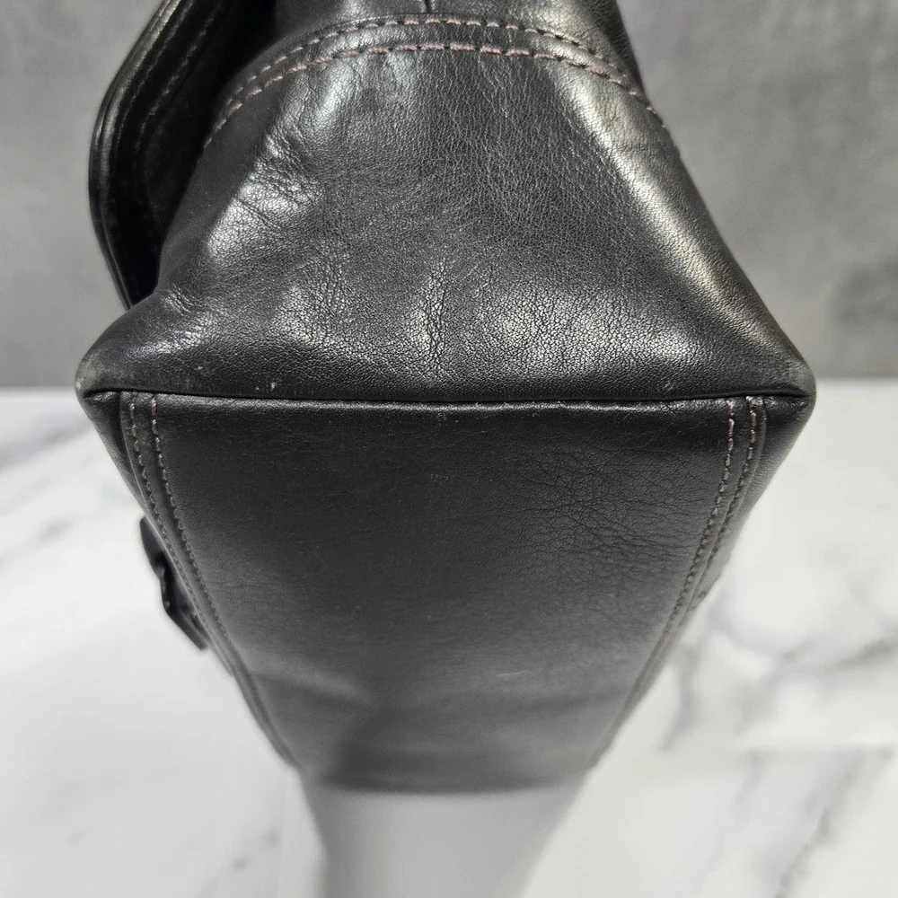 Coach Soho Buckle Flap Shoulder Bag Black Leather Women Small Handbag F11196